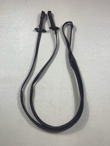 Rênes Eric Thomas caoutchouc & cuir brun – Taille Full