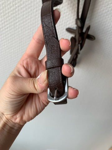 Rênes cuir brun avec caoutchouc – Taille Full
