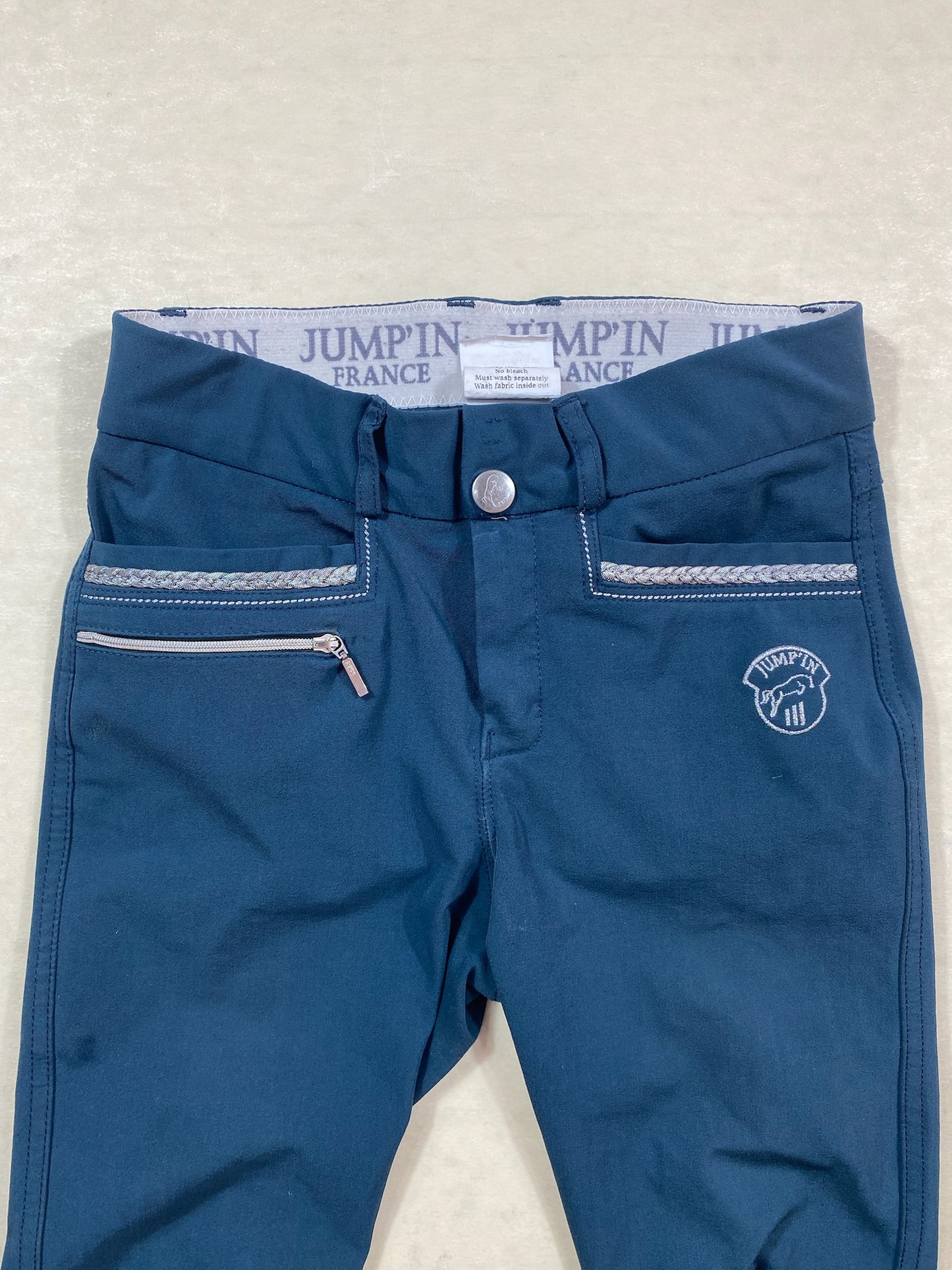 Pantalon équitation Jodhpurs Jump’In France taille 140 10 ans bleu canard