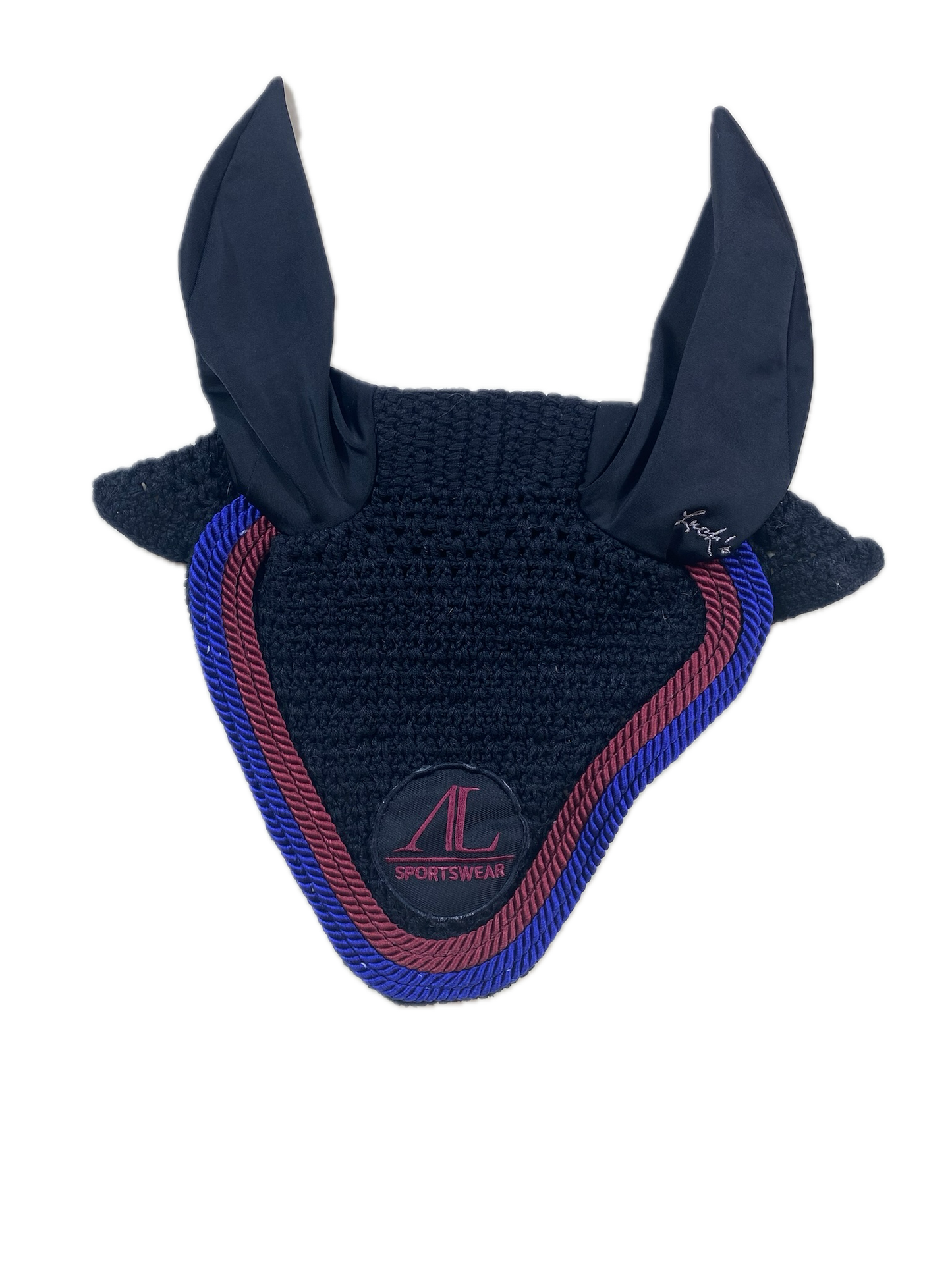 Bonnet cheval AL Sportswear x Fred’s – Marine, liseré rouge/bleu – Taille cheval