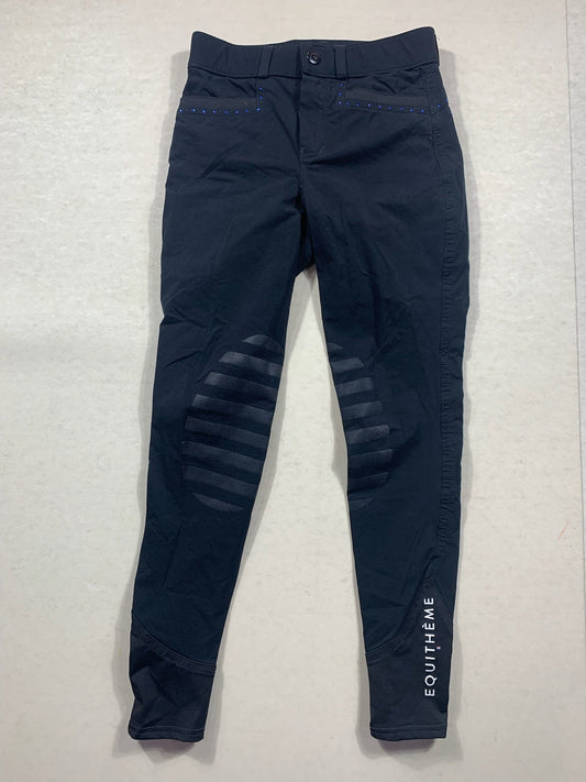 Pantalon Equithème Safari – Noir avec strass bleus – Taille 12 ans